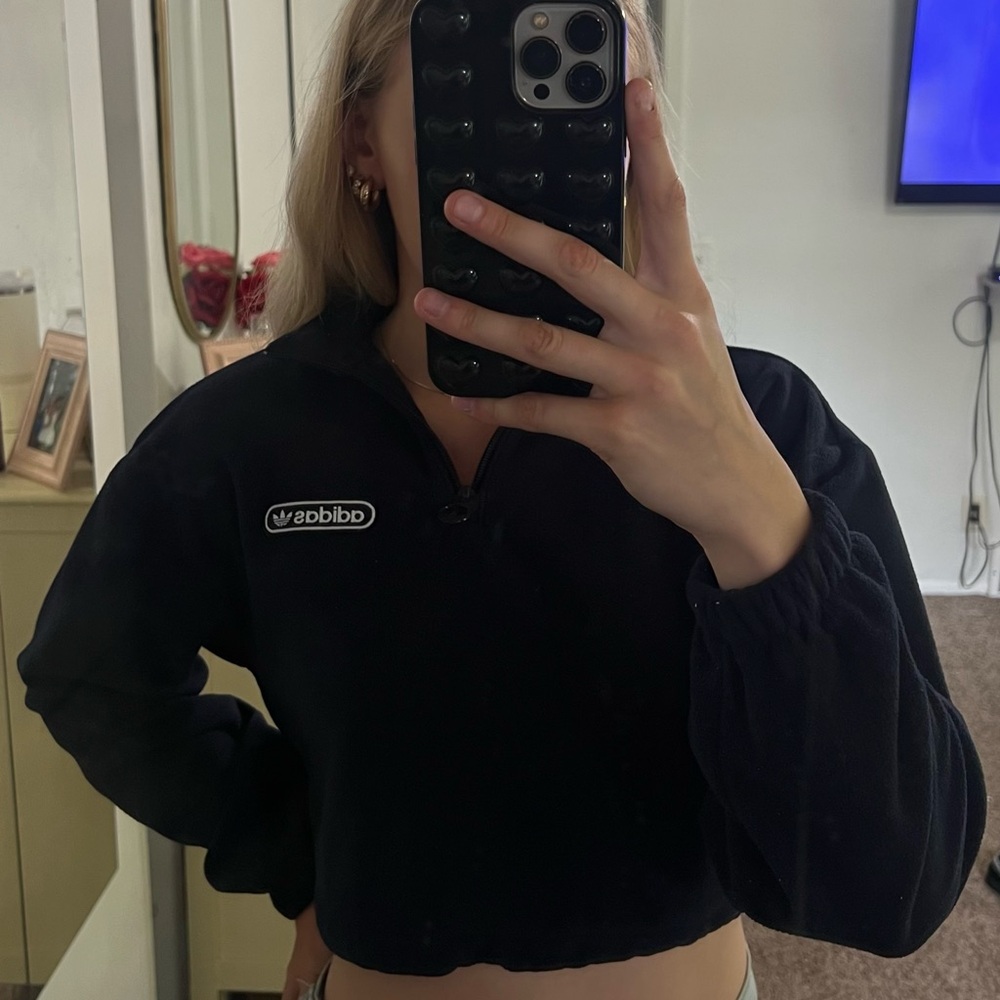 Navy copped quarter zip Adidas